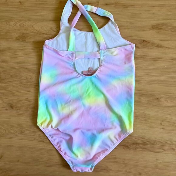 Juicy Couture coloured stripes & foil spot Piping Hot swimsuit Kid Size 12 - Picture 2 of 8
